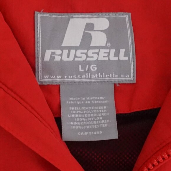 Vintage Russell Athletic Red White Zip Up Windbreaker Nylon Jacket Size Large - Picture 11 of 11